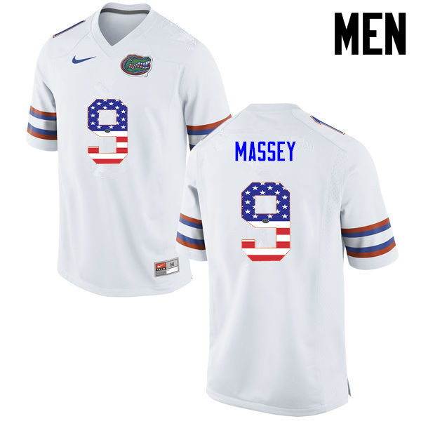 Men Florida Gators #9 Dre Massey College Football USA Flag Fashion Jerseys-White